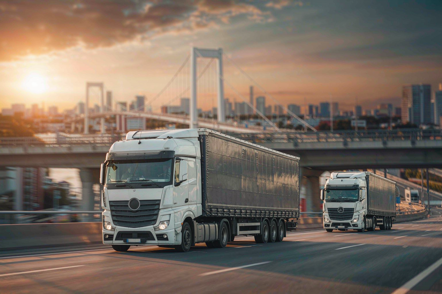 Freight trucks on a European motorway illustrating cross-border vape distribution within the EU