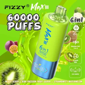 Use 60k Fizzy Max lll 60000 Puffs Vape 6 in 1 Flavors LED Display EU Warehouse 60000 wholesale vape