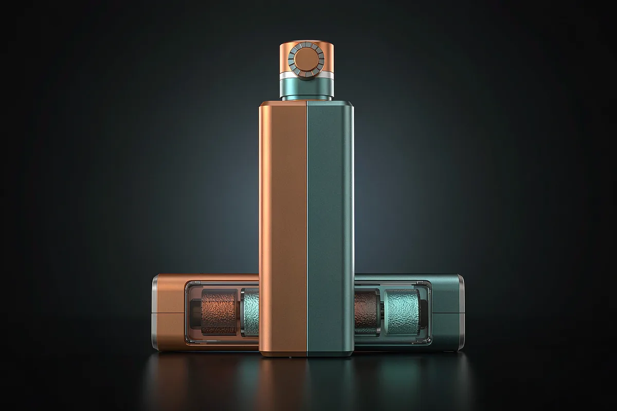 2-in-1 dual flavour disposable vape device with rotating flavour switch and dual chambers